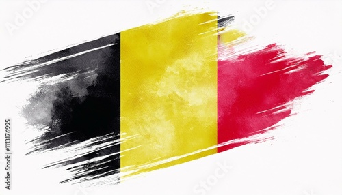 Obraz na plátně Belgium watercolor flag concept brush style isolated on white background