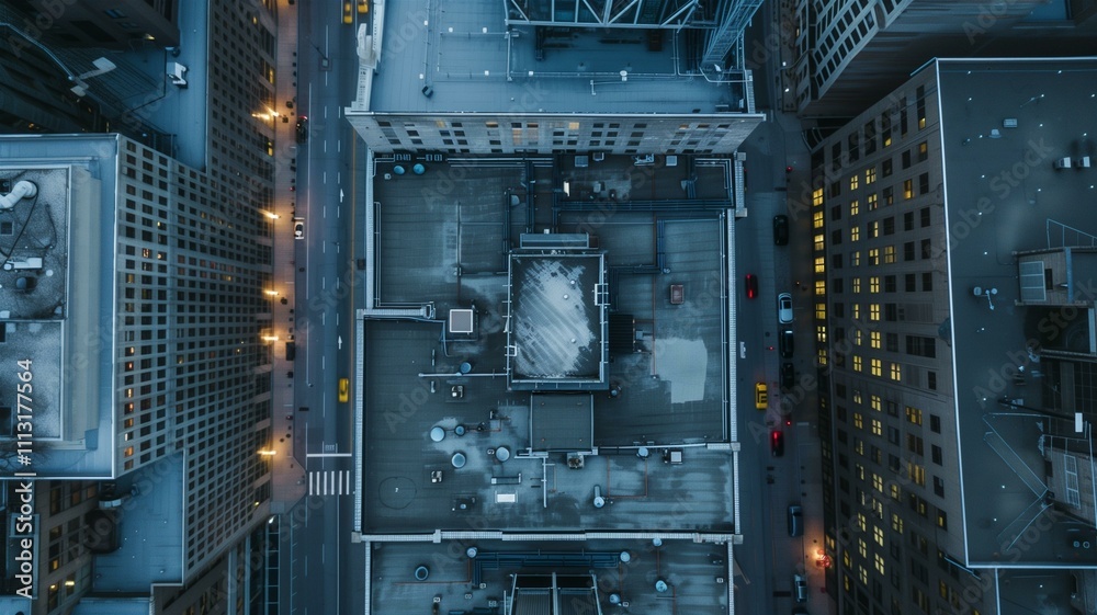 Photorealistic flat view of the cold metallic rooftops of city skyscrapers
Photorealistic flat view of the cold metallic rooftops of city skyscrapers