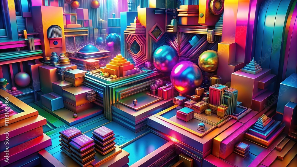Abstract 3D Render - Left Composition, Copy Space Abstract 3D Render - Left Composition, Copy Space