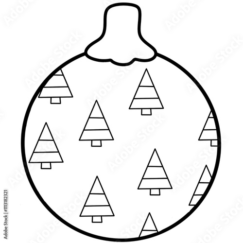 UntitlLine drawing of Santa and Christmas decorationsed Artwork