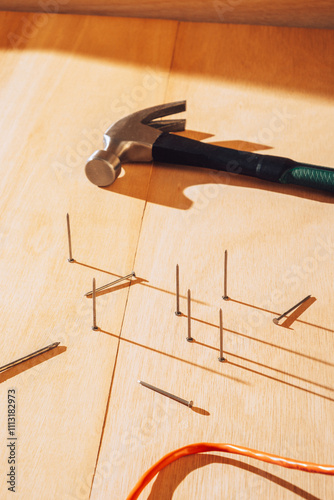 Nails and hammer 