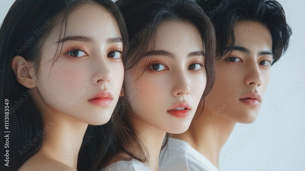 A close-up portrait of three individuals showcasing beauty and diversity. A close-up portrait of three individuals showcasing beauty and diversity.