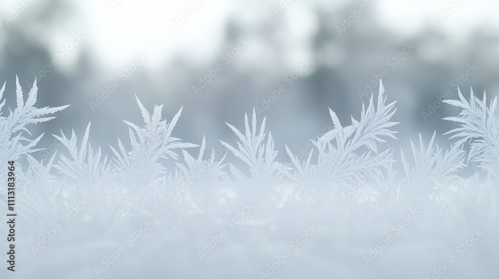 Closeup of frosted window glass artistic winter nature patterns Closeup of frosted window glass artistic winter nature patterns