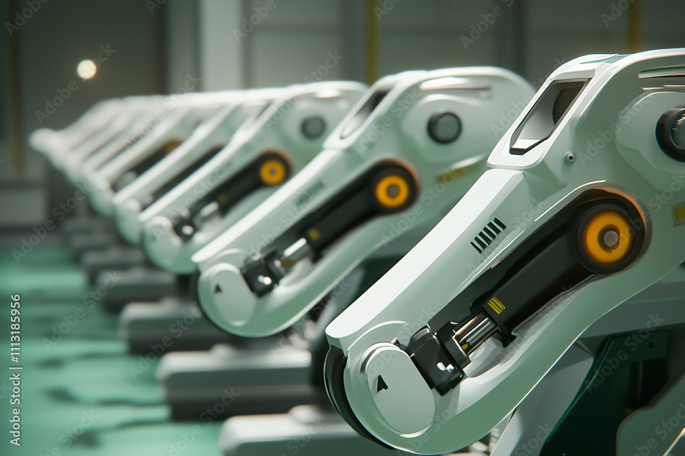 Fototapeta premium Automated High-Tech Production Devices in Modern Factory Workshop