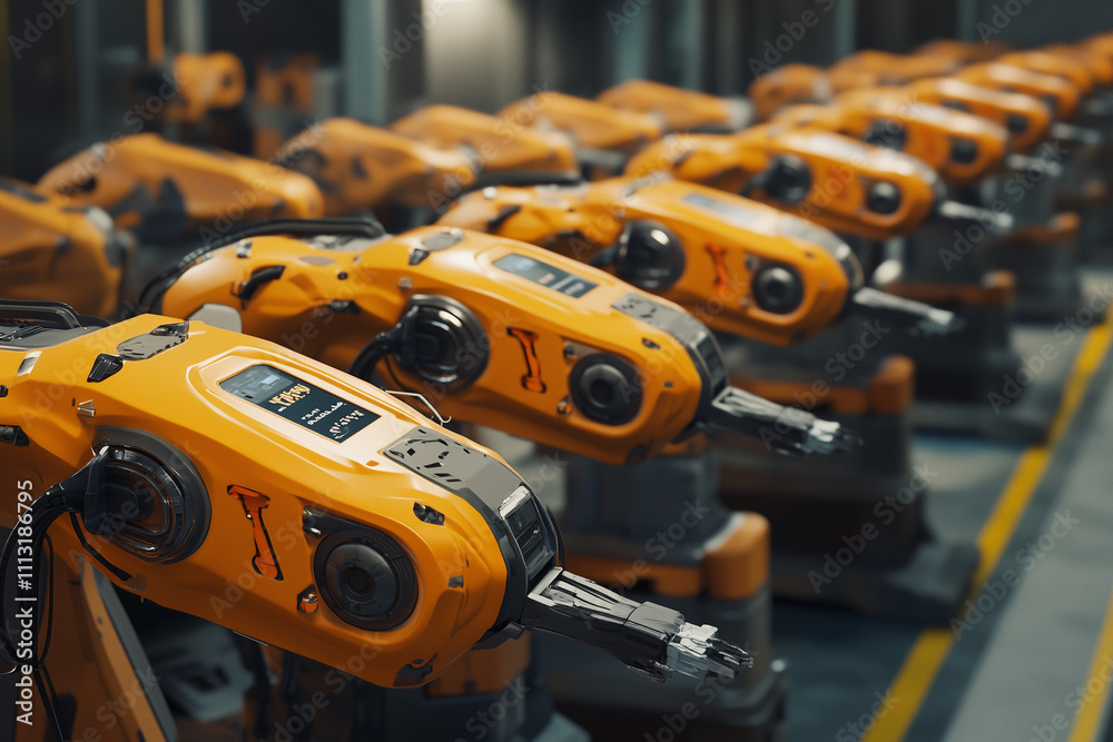 Automated High-Tech Production Devices in Modern Factory Workshop Automated High-Tech Production Devices in Modern Factory Workshop