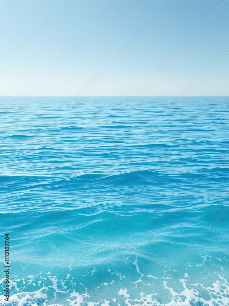 Obraz premium Calm ocean sea with blue turquoise foam and gentle waves, calm ocean, turquoise color, peaceful ocean., blue ocean water