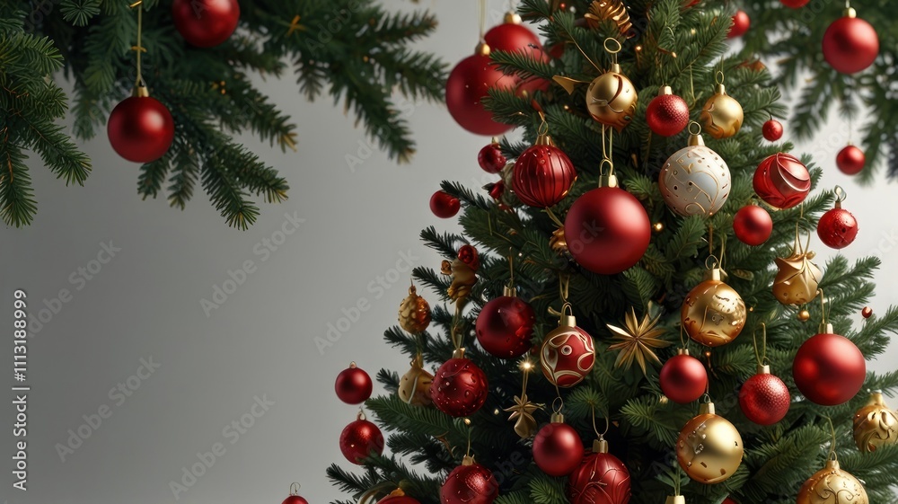 Fototapeta premium Red and Gold Christmas Tree Ornaments