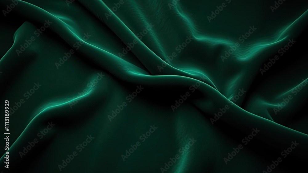 Obraz premium Dark green velvet fabric surface with subtle sheen, fabric pattern, dark green hue, textile design, high quality fabric