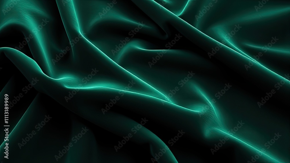 Obraz premium Dark green velvet fabric surface with subtle sheen, high quality fabric, elegant appearance, dark green hue