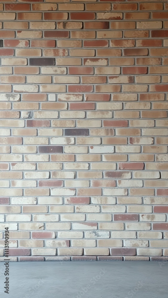 Distressed brick wall in a muted color palette with subtle mortar lines, vintage look, worn finish Distressed brick wall in a muted color palette with subtle mortar lines, vintage look, worn finish