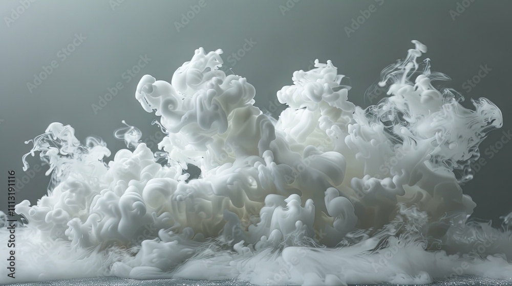 Abstract White Ink Cloud Formation in Water, Swirling and Diffusing Abstract White Ink Cloud Formation in Water, Swirling and Diffusing