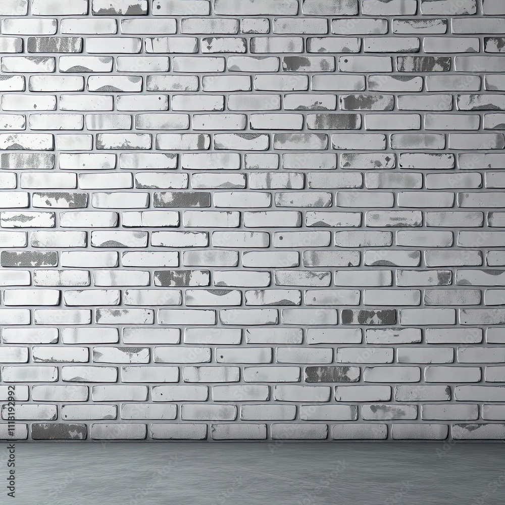 Obraz premium Grey and white brick wall with a rugged and industrial appearance, rough finish, grey tone