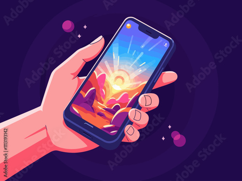  illustration phone in the hand playing a game