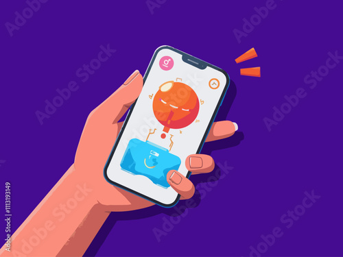  illustration phone in the hand playing a game