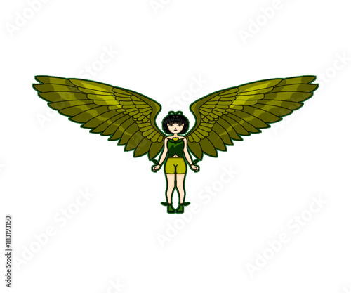 Green Angel Sticker Logo Art