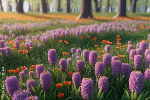 Artistic Digital Render of a Flower Meadow in Full Spring Splendor photo