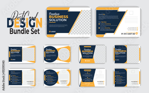 5 set postcard premium vector design bundle. Stylish and modern business postcard or EDDM template, Creative Idea unique style Professional postcard design