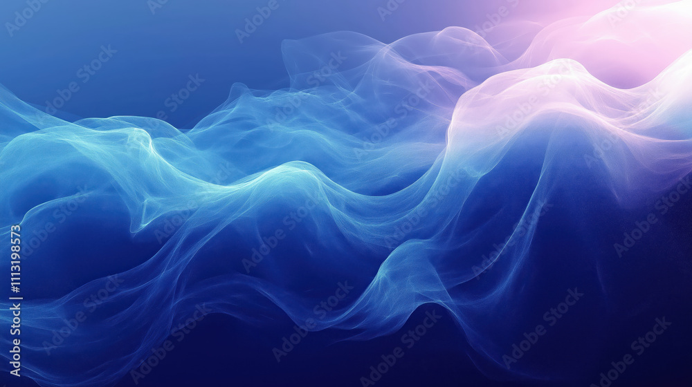 Ethereal Blue Waves of Light and Colorful Abstract Smoke Design Ethereal Blue Waves of Light and Colorful Abstract Smoke Design