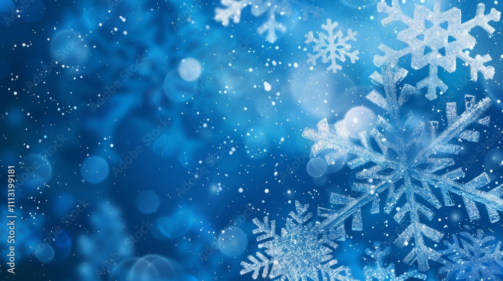 Sparkling snowflakes on a shimmering blue background. Winter wonderland! Sparkling snowflakes on a shimmering blue background. Winter wonderland!