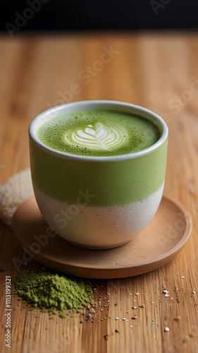 Vibrant Green Matcha Latte with Modern Presentation