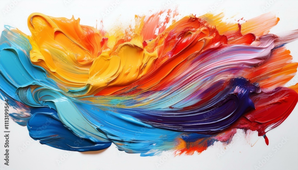 Fototapeta premium mixed oil paints brush stroke isolated on white background