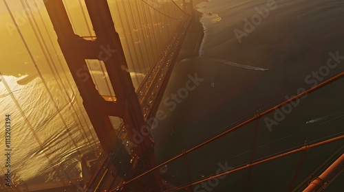 the Golden Gate Bridge at sun sets  photo