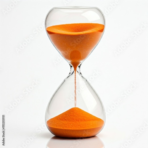 An orange hourglass on a white background.