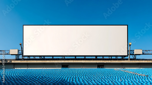 Blank Stadium Jumbotron Screen Awaiting Event Promotion Large White Display at Outdoor Venue Ready for Advertisement
