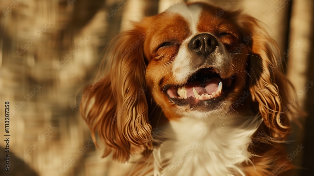 Cavalier King Charles Spaniel's Joyful Grin in Golden Sunlight Cavalier King Charles Spaniel's Joyful Grin in Golden Sunlight