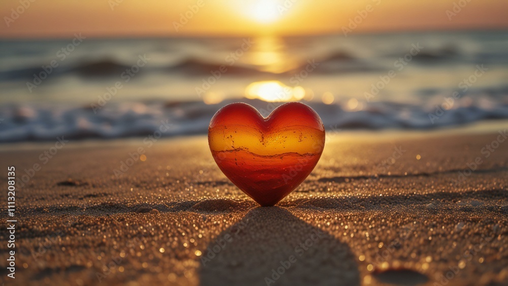 Fototapeta premium heart on the beach