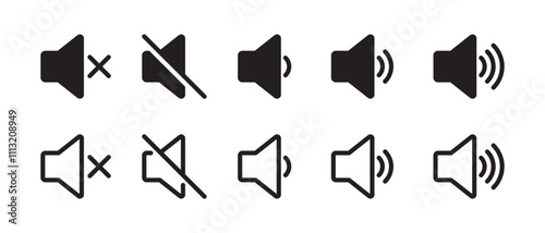 Speaker, volume level icon set collection. Sound, audio sign symbol