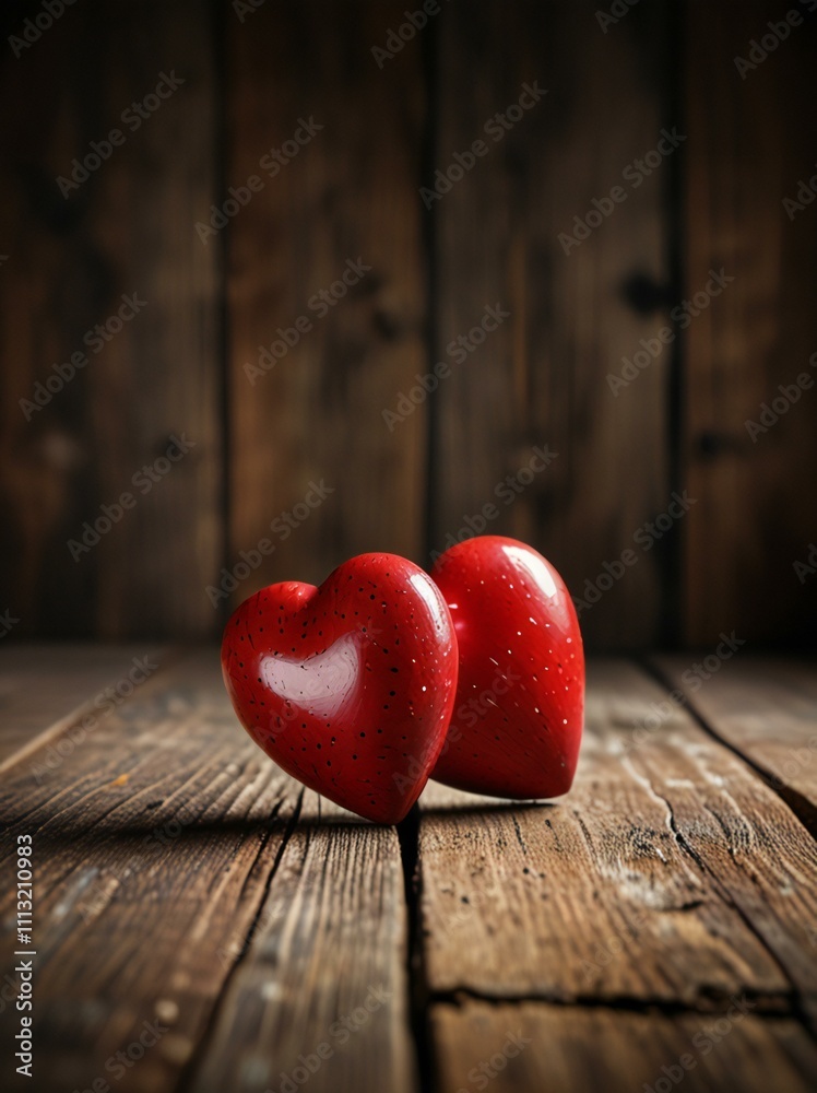 Fototapeta premium red heart on wooden background