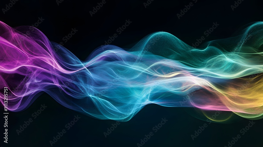 Fototapeta premium Abstract Colorful Waves Flowing Dark Background