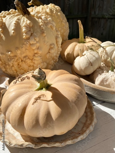 Fall pumpkin still life photo