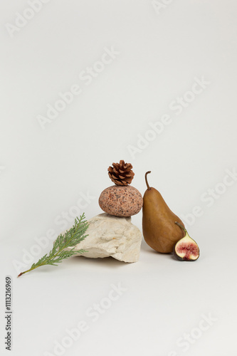 A minimalist arrangement of natural holiday elements  photo