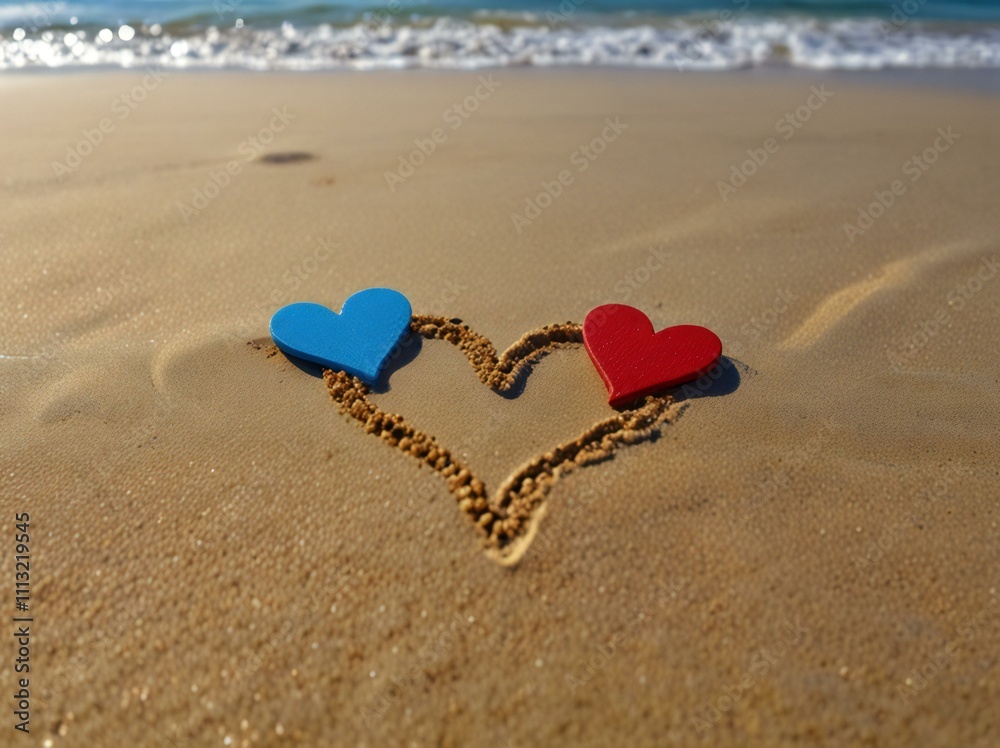 Fototapeta premium heart on the beach