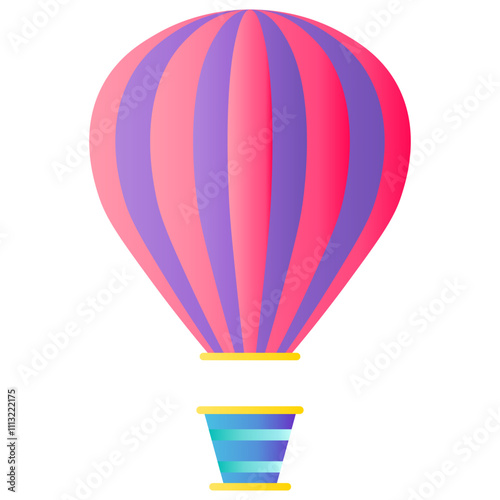 Hot Air Balloon Icon. Air Transportation for Travel. Vector Illustration in Colorful Design.