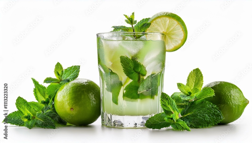 Fototapeta premium Mojito cocktail on isolated white background
