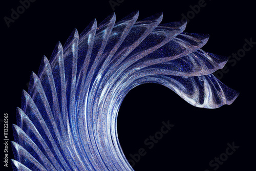 Sparkling abstract glass wave with intricate curves photo