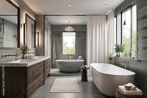 Elegant Bathroom Mockup Inspired by Spa Design Featuring Calm Fixtures and Accessories