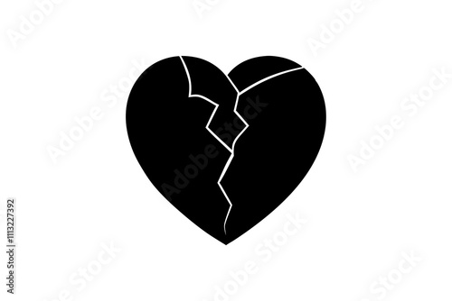 Broken heart or whole heart | isolated vector silhouette illustration on white background