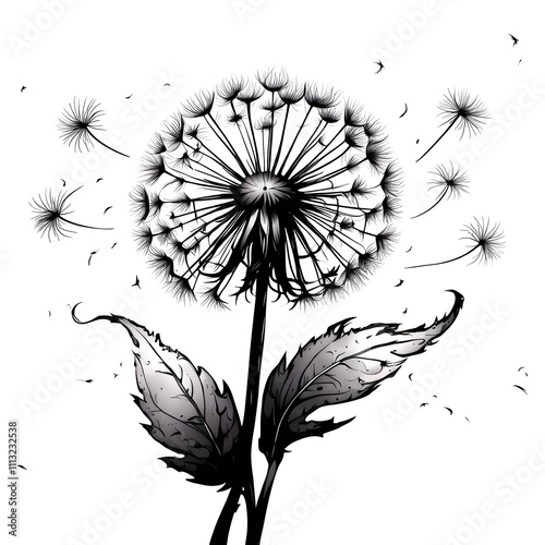 black and white dandelion