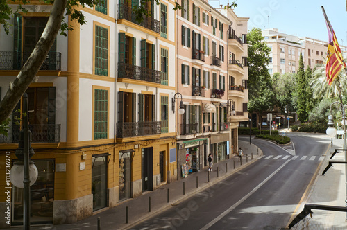 Quiet street in a vibrant neighbourhood of Old Town Palma photo