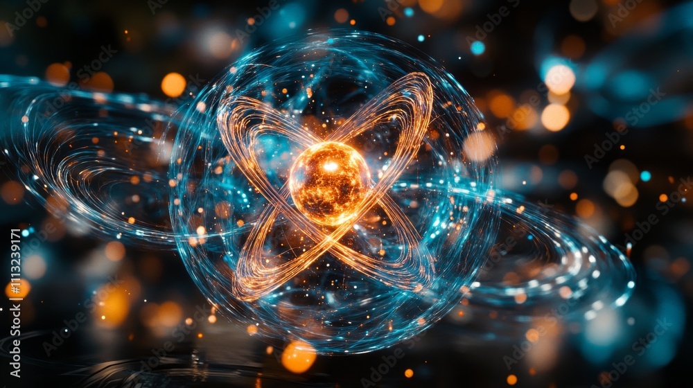 Abstract glowing depiction of atoms Abstract glowing depiction of atoms