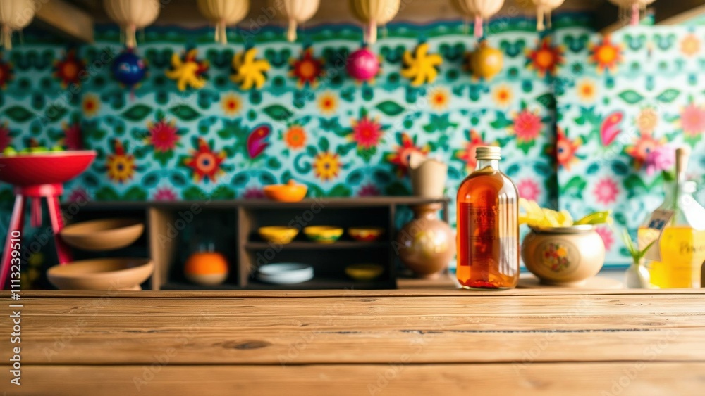 Vibrant Kitchen Countertop with Colorful Backsplash and Spices, Perfect for Cooking and Entertaining Vibrant Kitchen Countertop with Colorful Backsplash and Spices, Perfect for Cooking and Entertaining