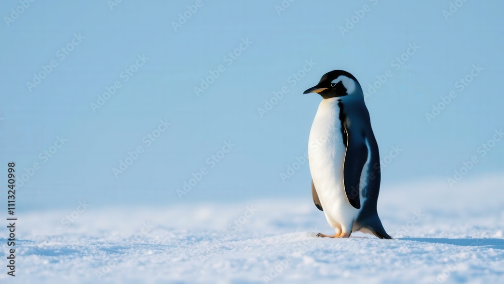 Obraz premium Adorable Penguin in Snowy Landscape: Perfect for Greeting Cards, Wall Art, and Nature Enthusiasts
