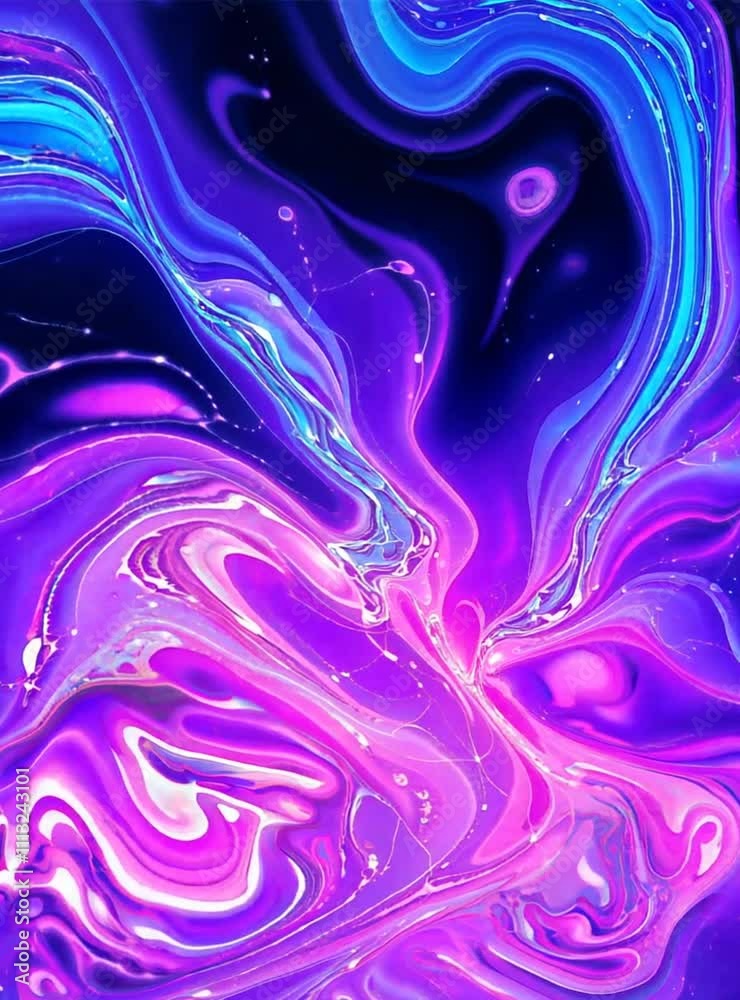 Video of a vibrant, swirling abstract design featuring fluid movements of purple and blue hues. Video of a vibrant, swirling abstract design featuring fluid movements of purple and blue hues.