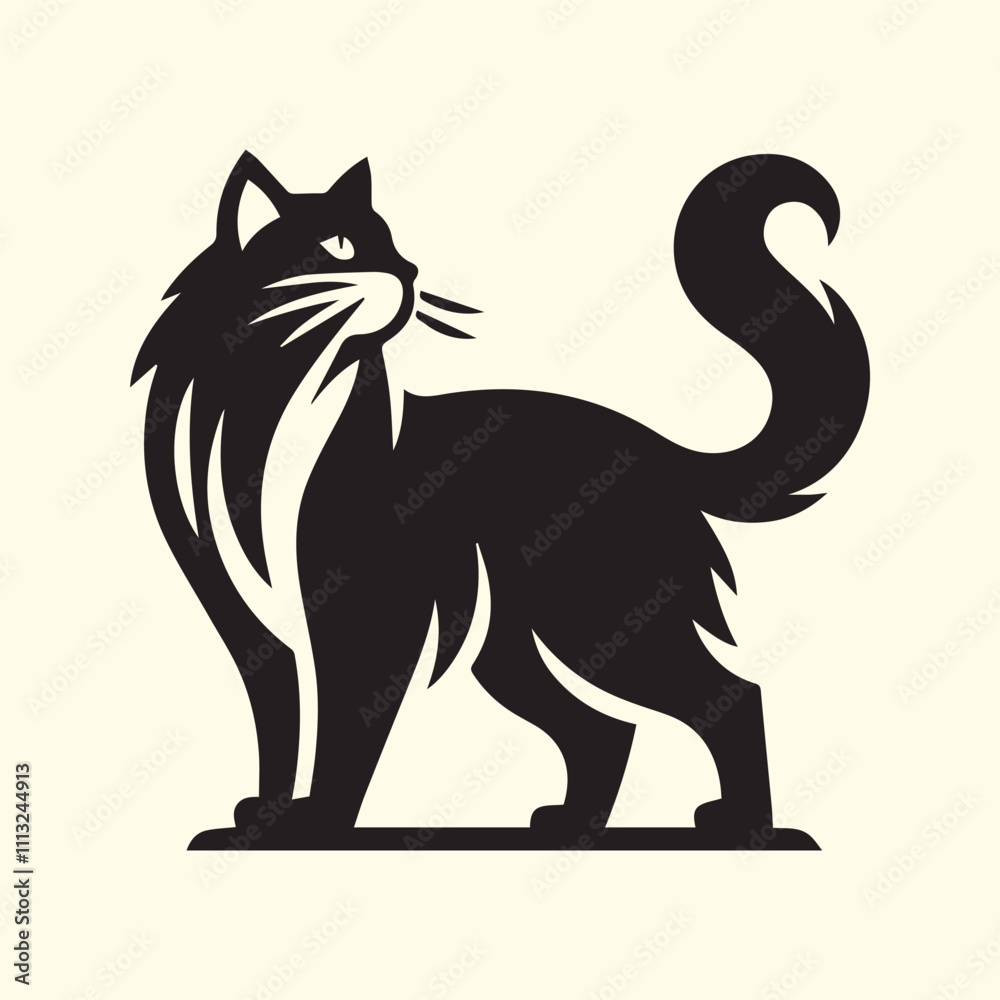 Obraz premium cat silhouette vector, cat logo silhouette vector.