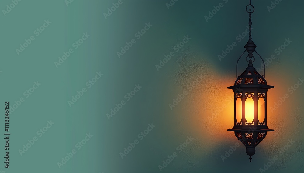 Hanging ramadhan lantern with candle in front of glowing lights. Suitable for festive decorations or background with ambient lighting concepts in design projects Hanging ramadhan lantern with candle in front of glowing lights. Suitable for festive decorations or background with ambient lighting concepts in design projects