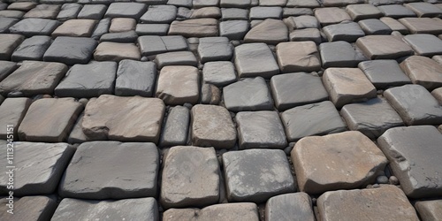 Rugged cobblestone texture background with worn stone surfaces and subtle cracks , earthy, aged